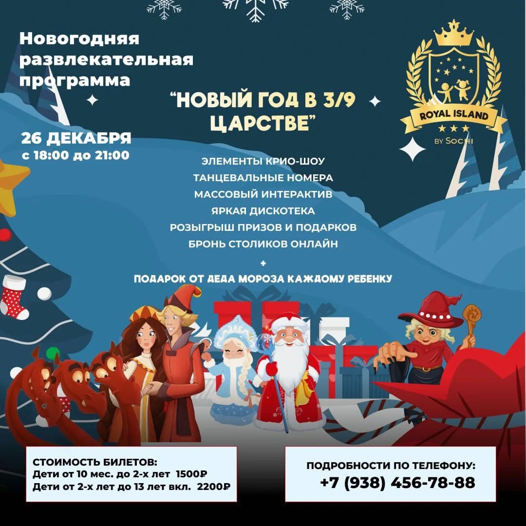 Новогодняя развлекательная программа «Новый год в 3/9 царстве»
